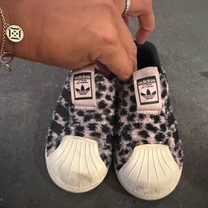 Adidas Kids Leopard Print Sneakers - Black and White